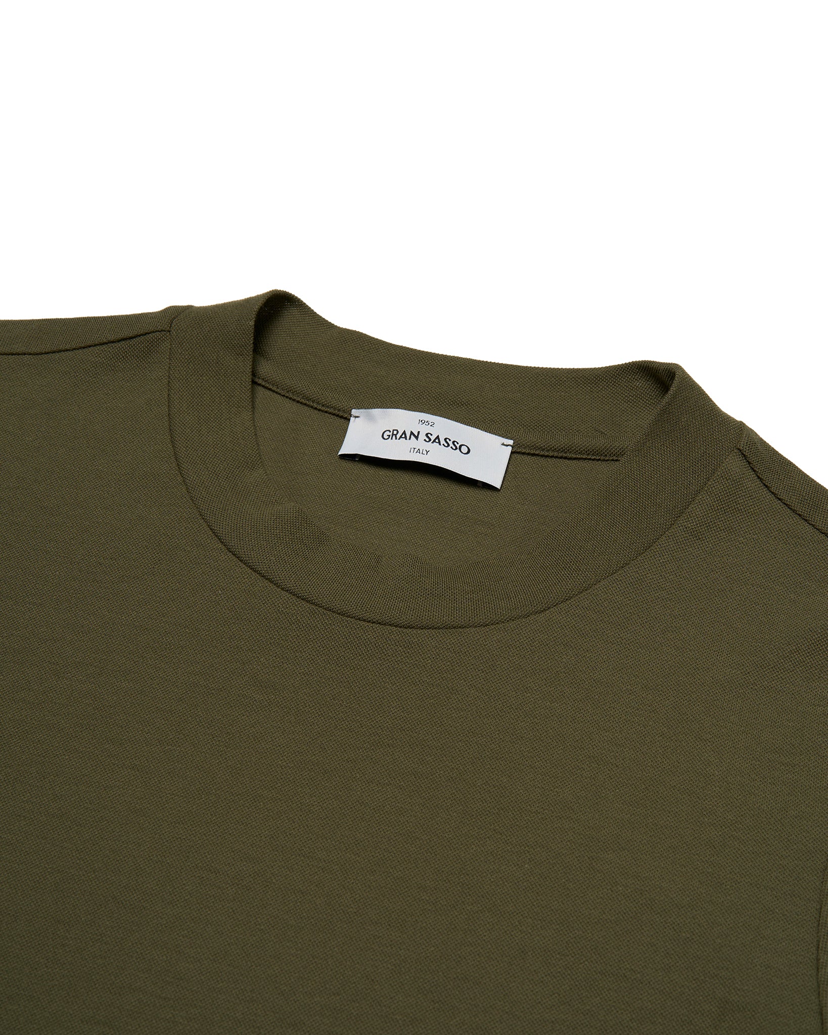 Crewneck pique cotton - Olive green