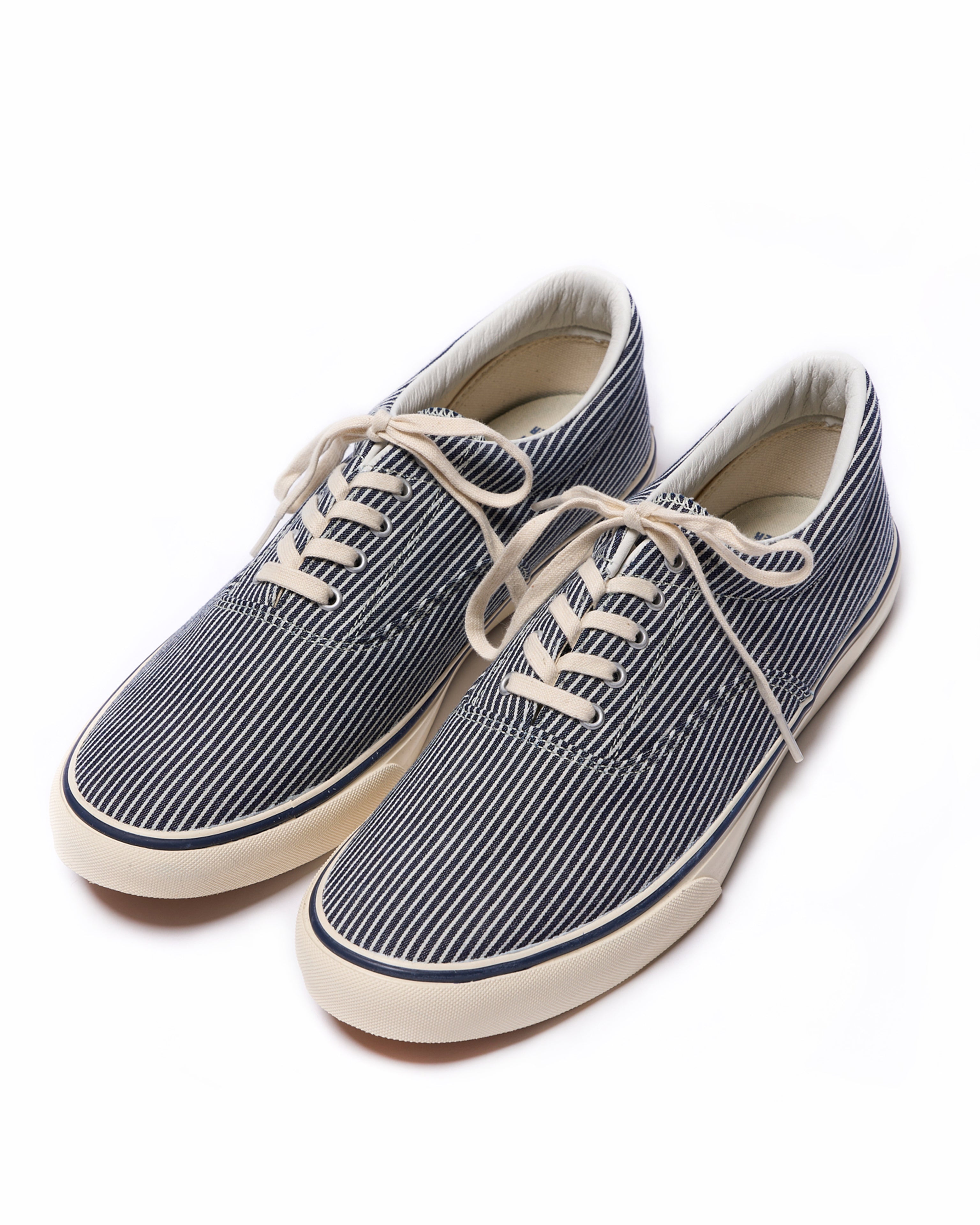 Holiday canvas shoes Navy and off-whtie stripe - Main Image