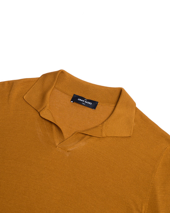 Knitted silk polo - Mustard