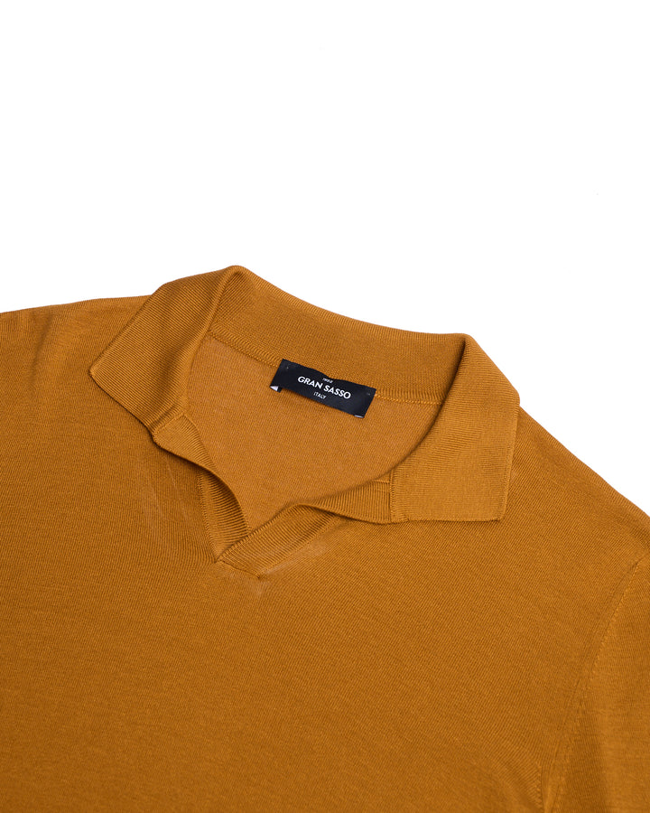 Knitted silk polo - Mustard