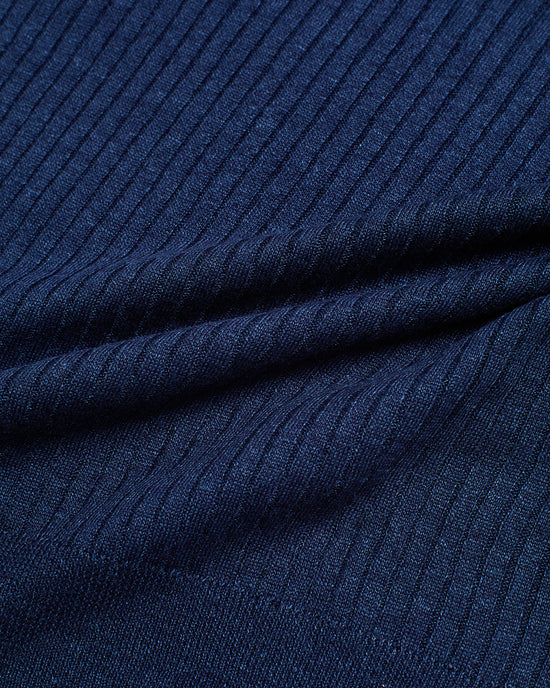 Knitted ribbed linen and cotton - Blue