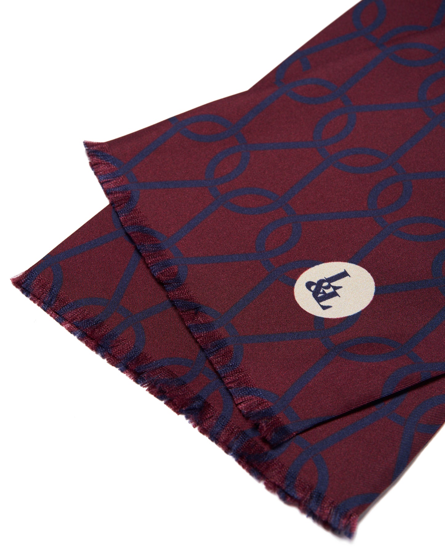 Scarf - silk - Burgundy with blue spring pattern