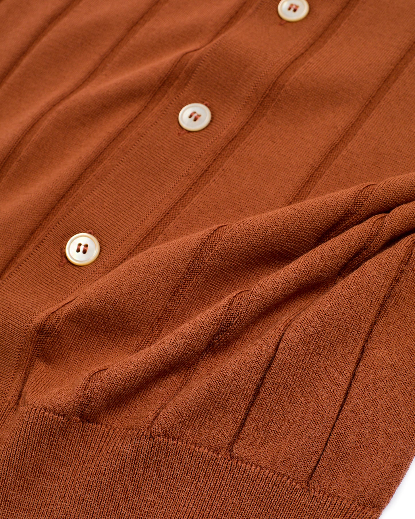 Knitted ribbed cotton shirt - Brick
