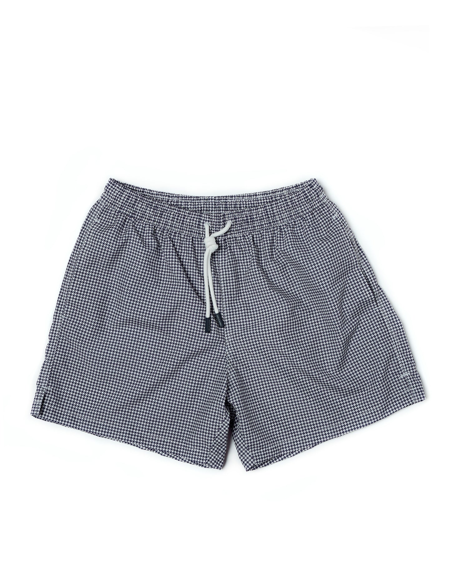 Printed square motif swim shorts - Navy blue