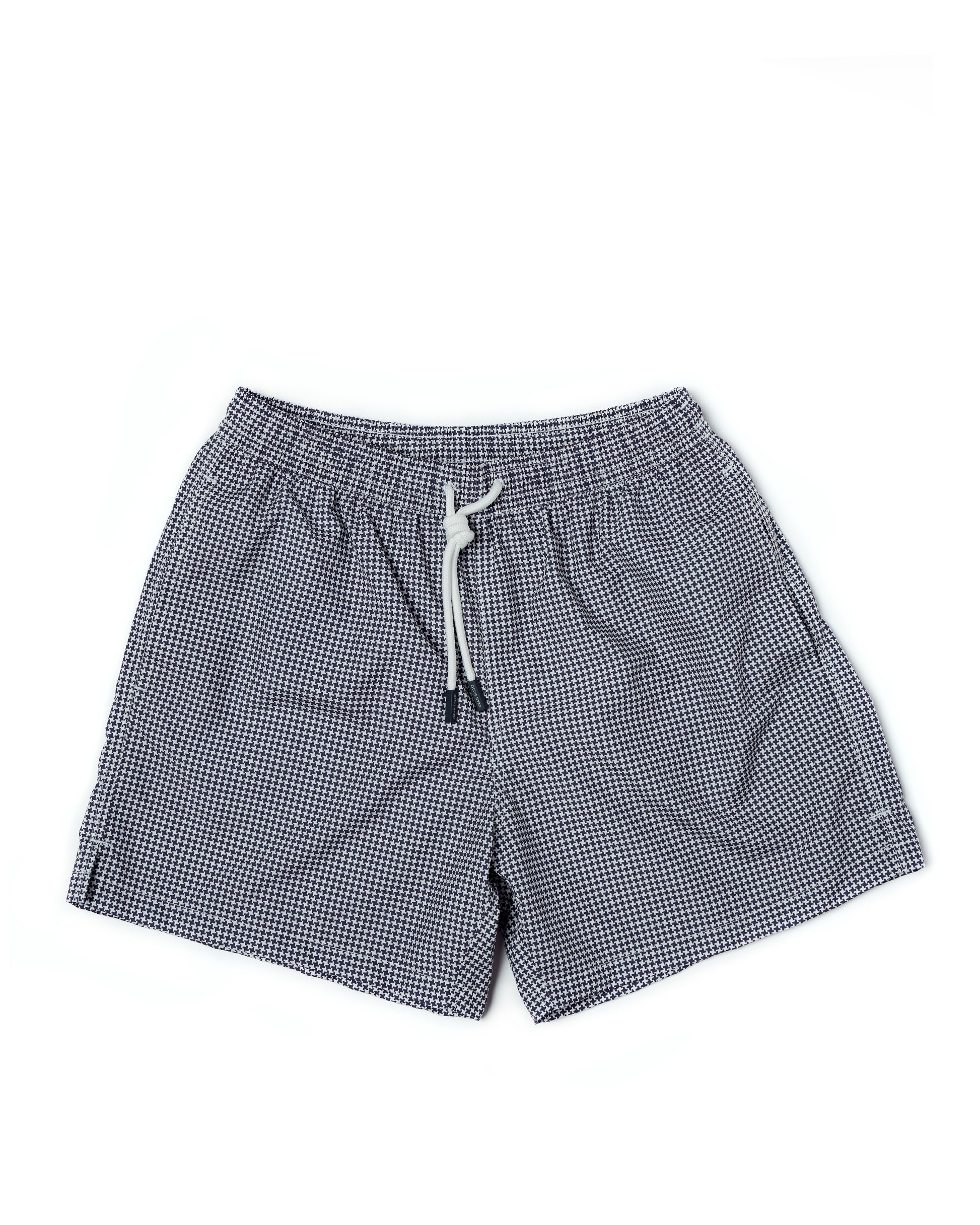 Printed square motif swim shorts - Navy blue
