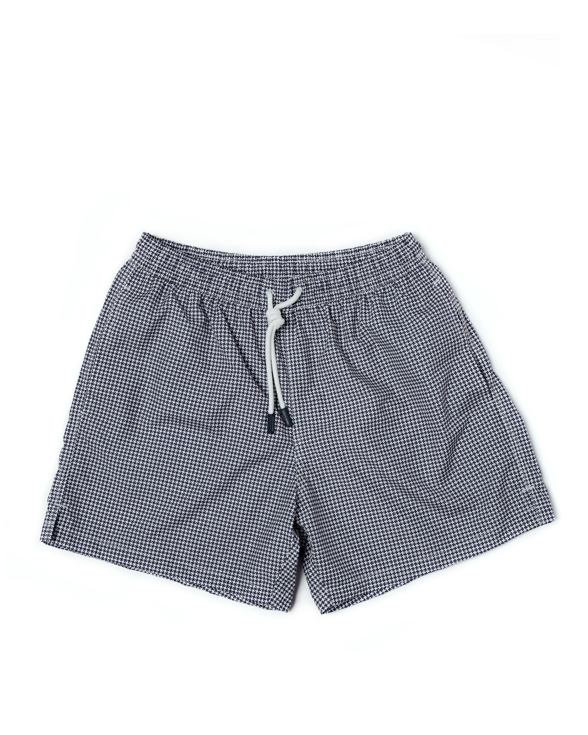 Printed square motif swim shorts - Navy blue