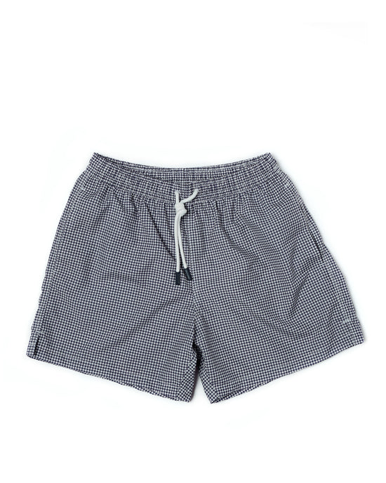 Printed square motif swim shorts - Navy blue