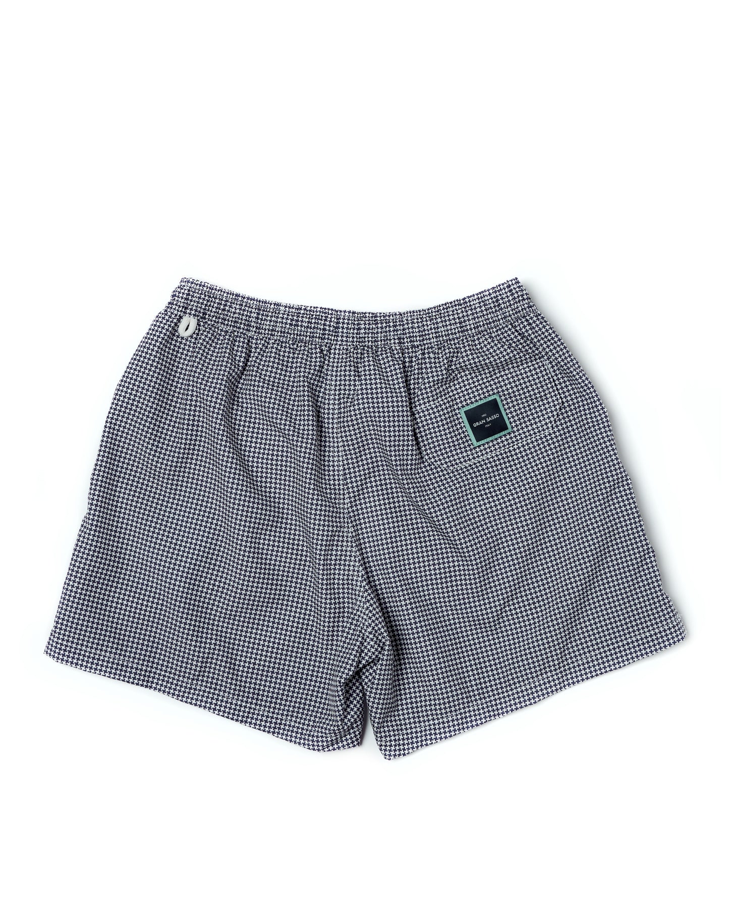 Printed square motif swim shorts - Navy blue