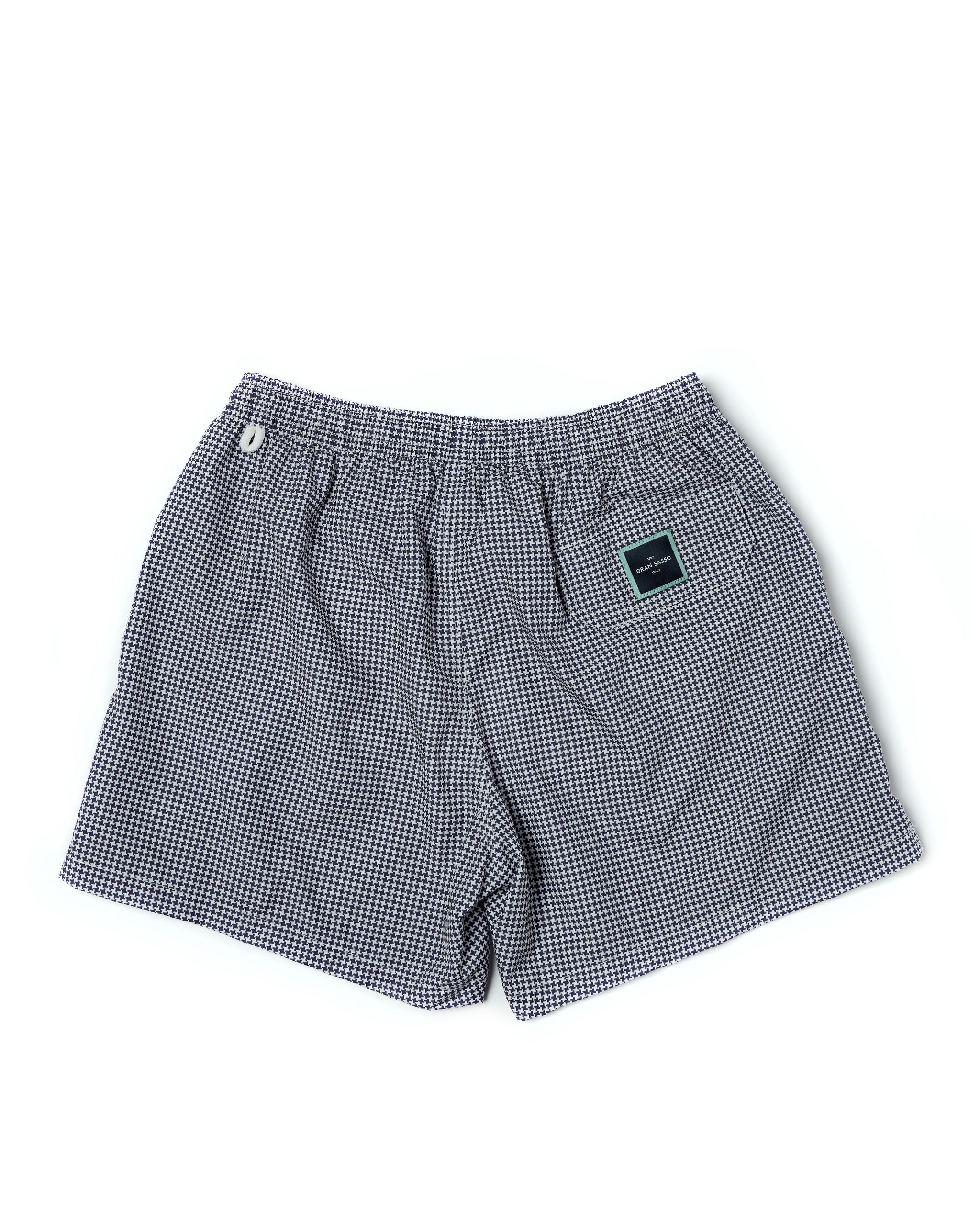 Printed square motif swim shorts - Navy blue