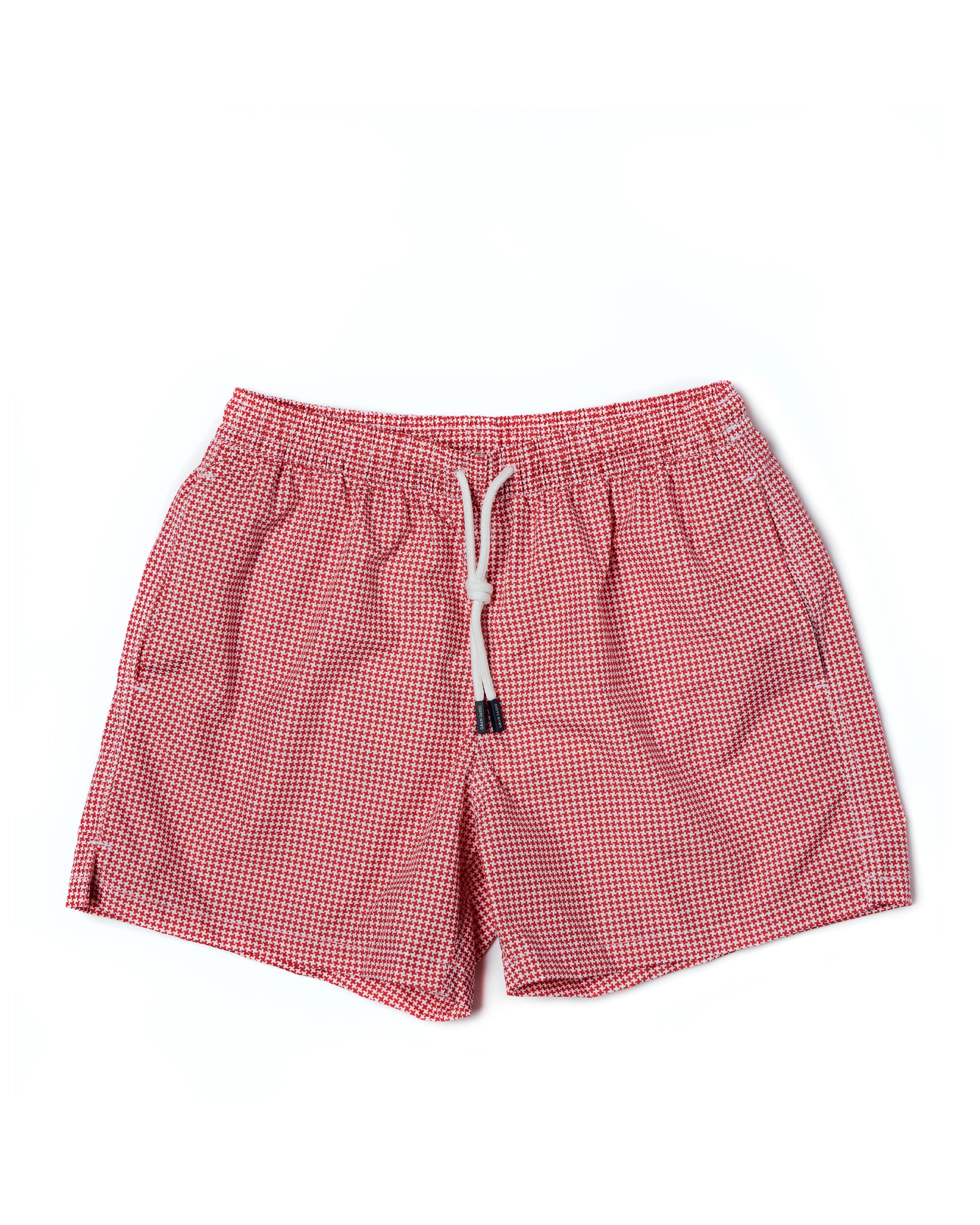 Printed square motif swim shorts - Red