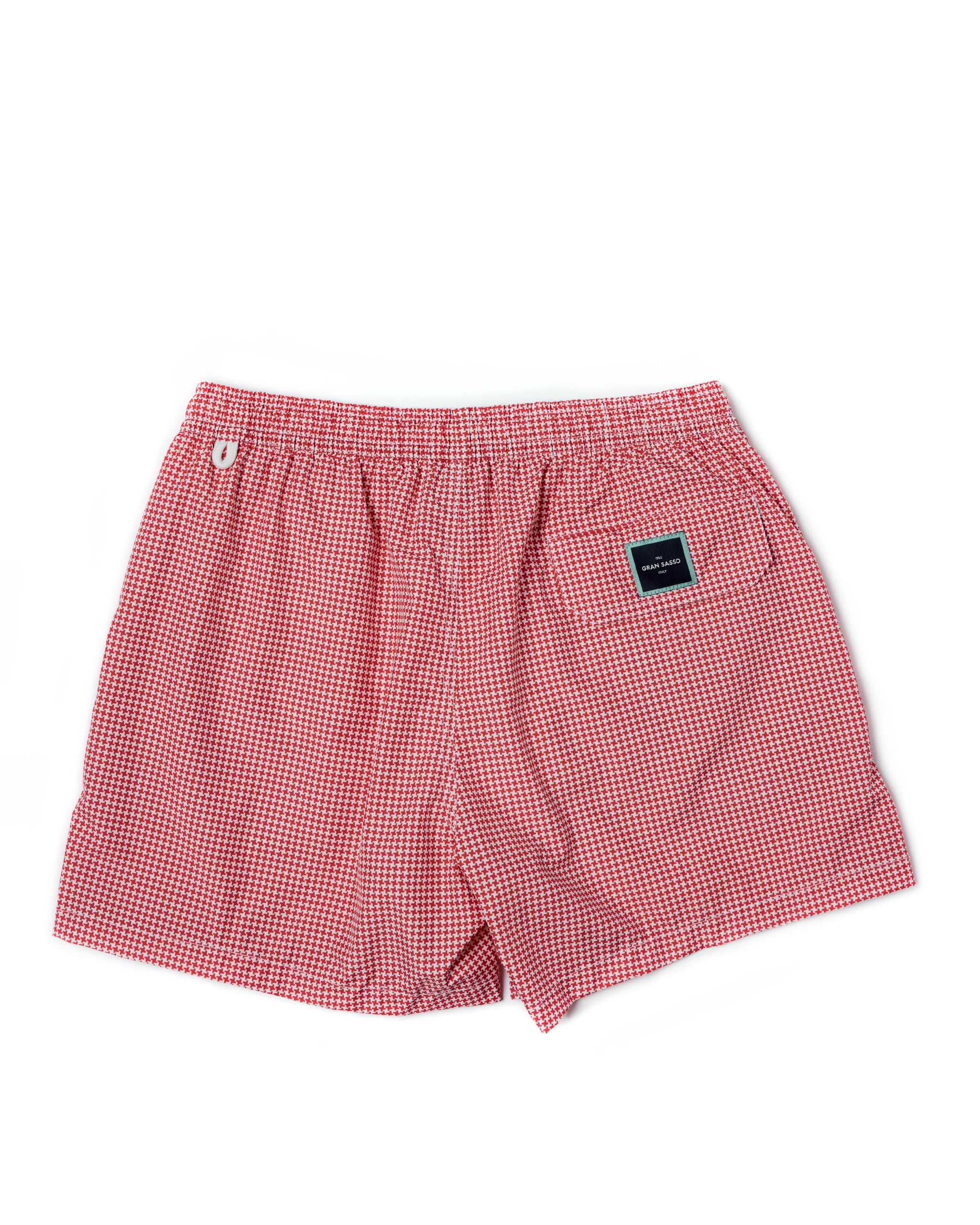 Printed square motif swim shorts - Red