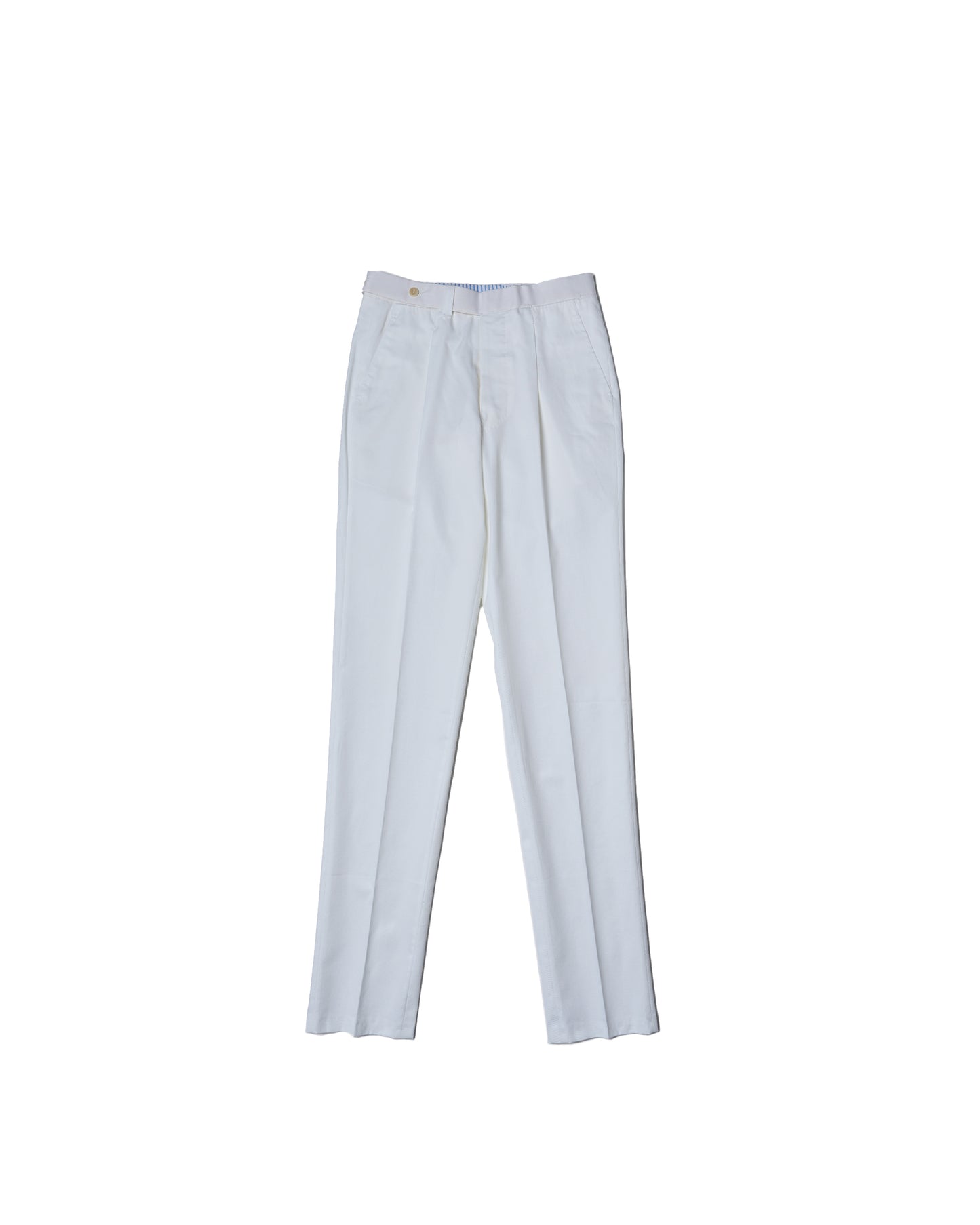 Light weight cotton trousers- Single pleat trousers - White