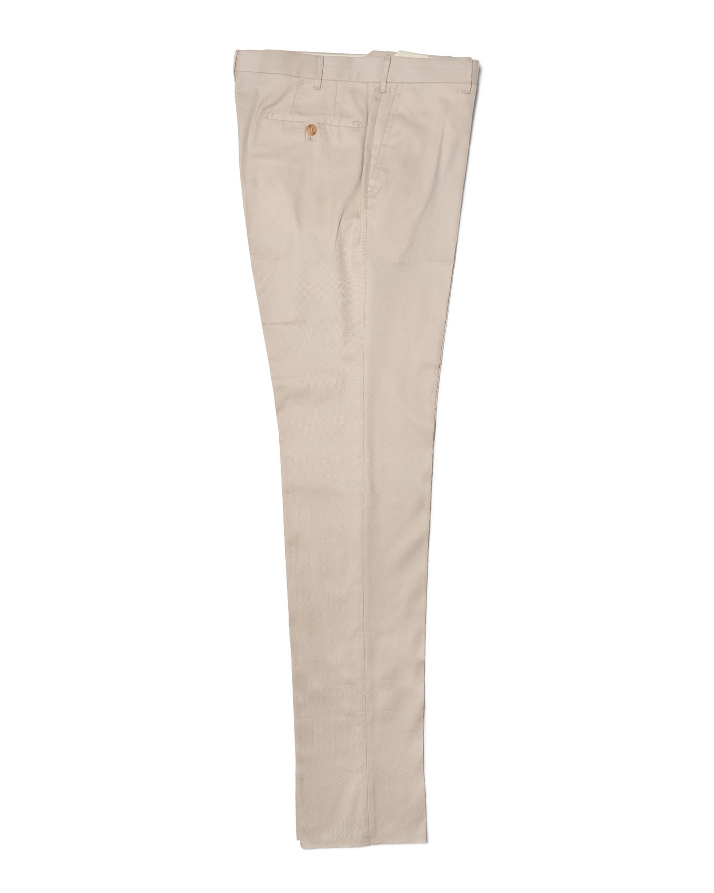 Cotton twill - Flat front trousers - Ivory