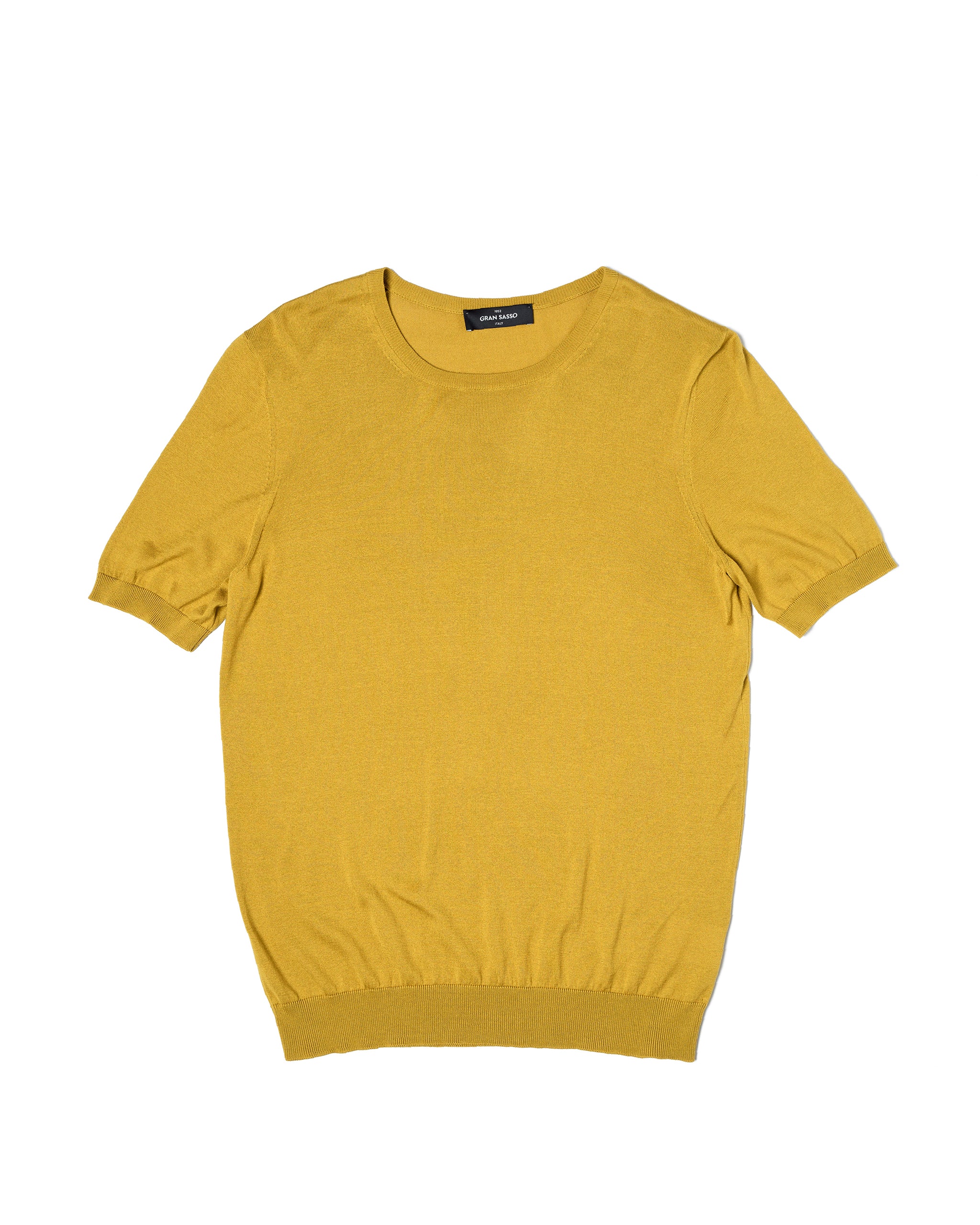 Knitted silk crewneck t-shirt - Amber yellow