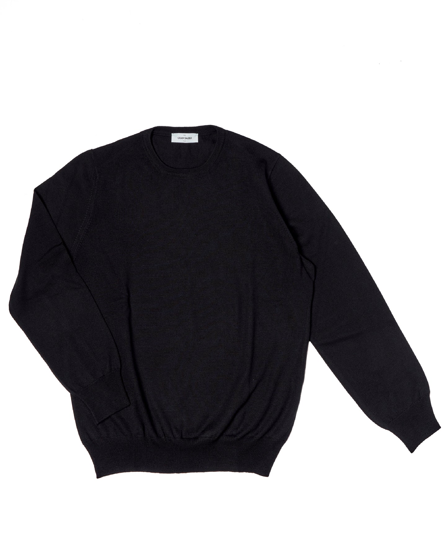 Knitted crewneck wool sweater - Black