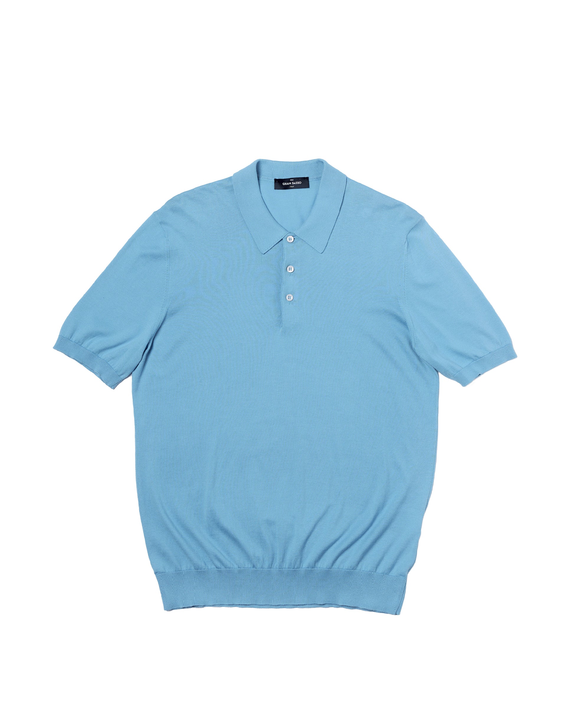 Knitted Suvin cotton polo - Sky blue