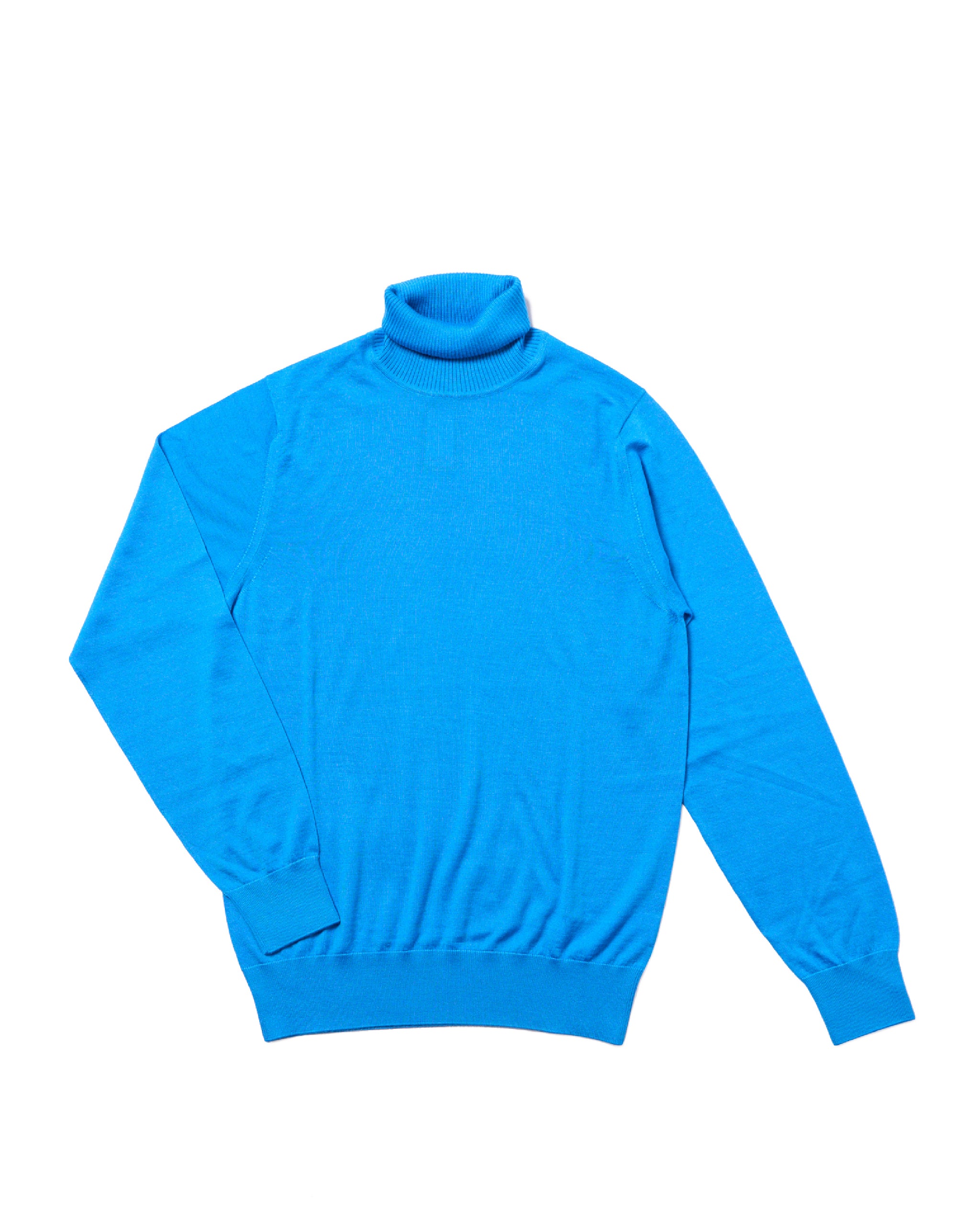 Roll neck cashmere and silk sweater - Sky blue