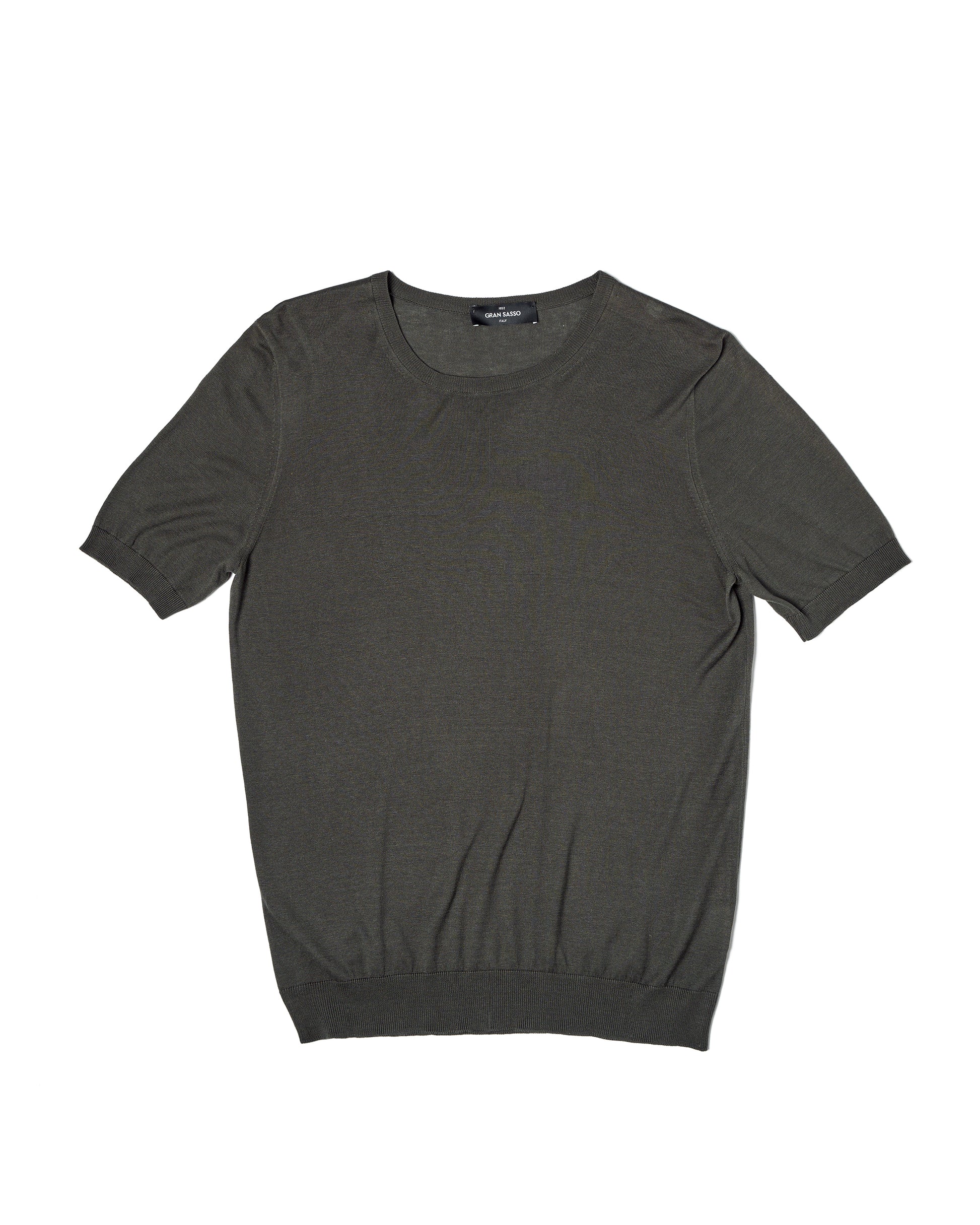 Knitted silk crewneck t-shirt - Military green
