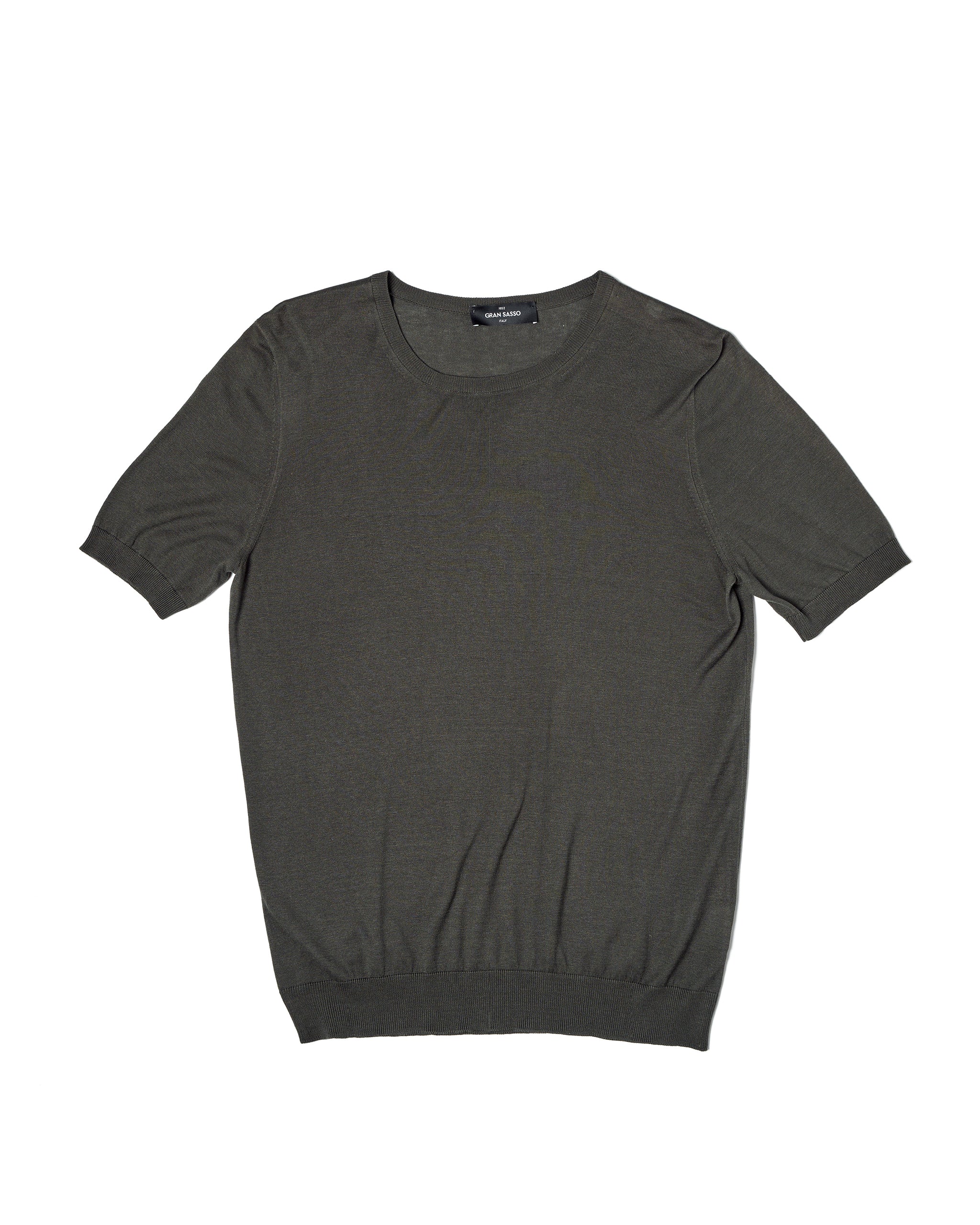 Knitted silk crewneck t-shirt - Military green