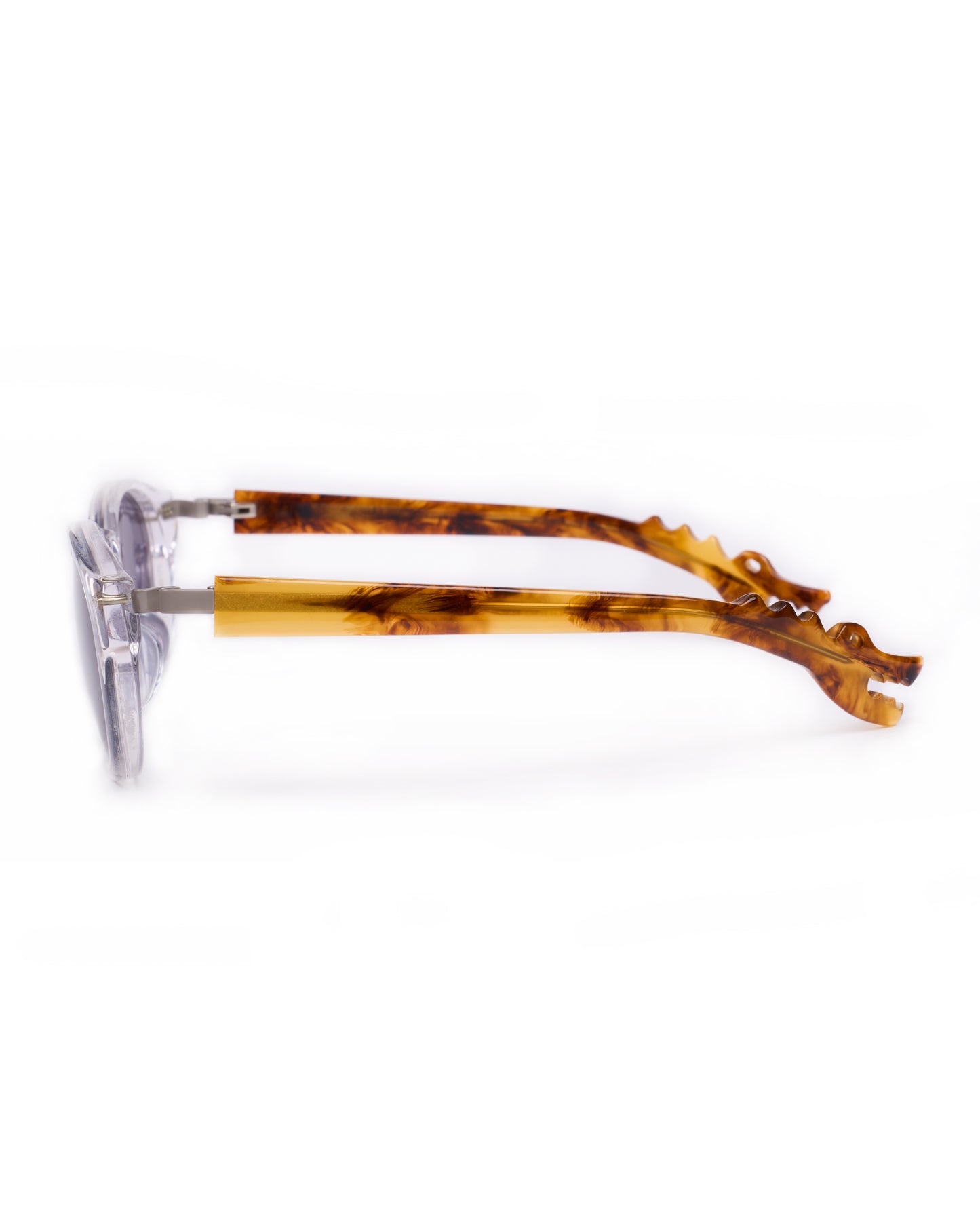 Michael model - Clear frame - Grey hinge - Amber dino arm