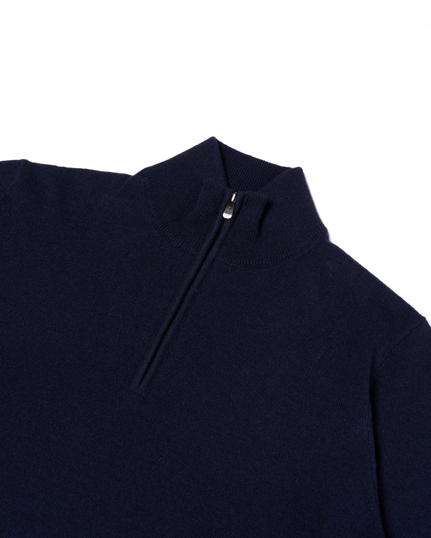 Knitted mock with zipper sweater - Navy blue - silk and cashmere
