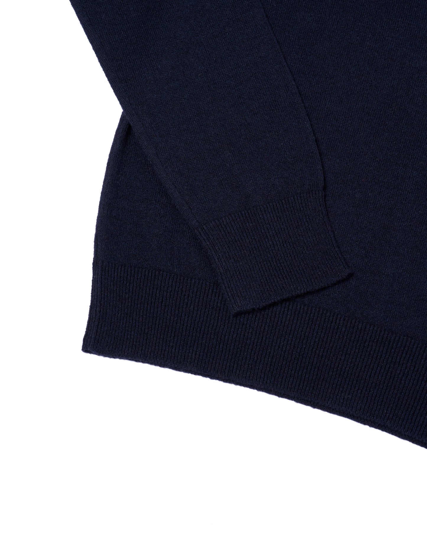 Knitted mock with zipper sweater - Navy blue - silk and cashmere