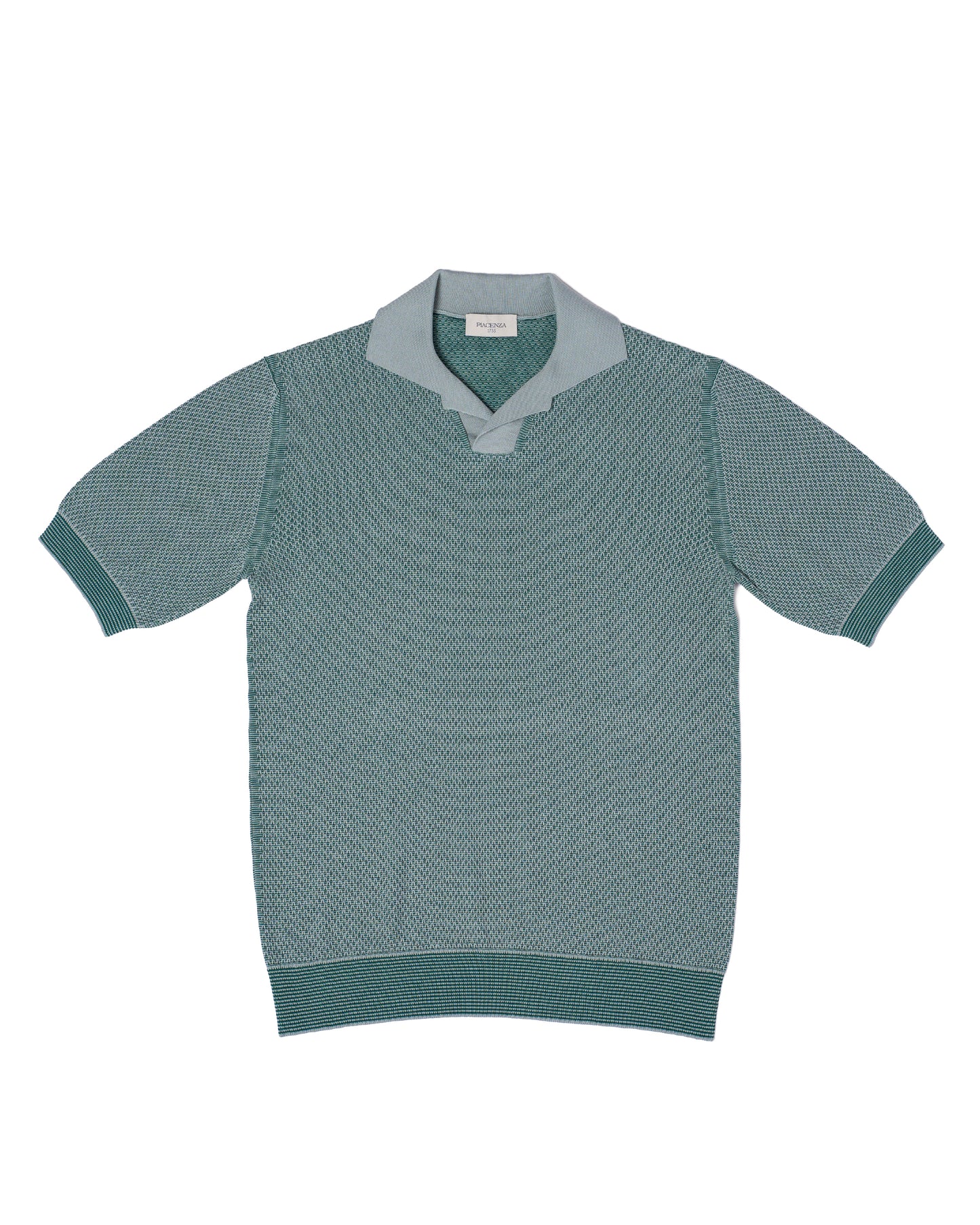 Knitted sailor polo two tone - Grey and light green - silk and cotton