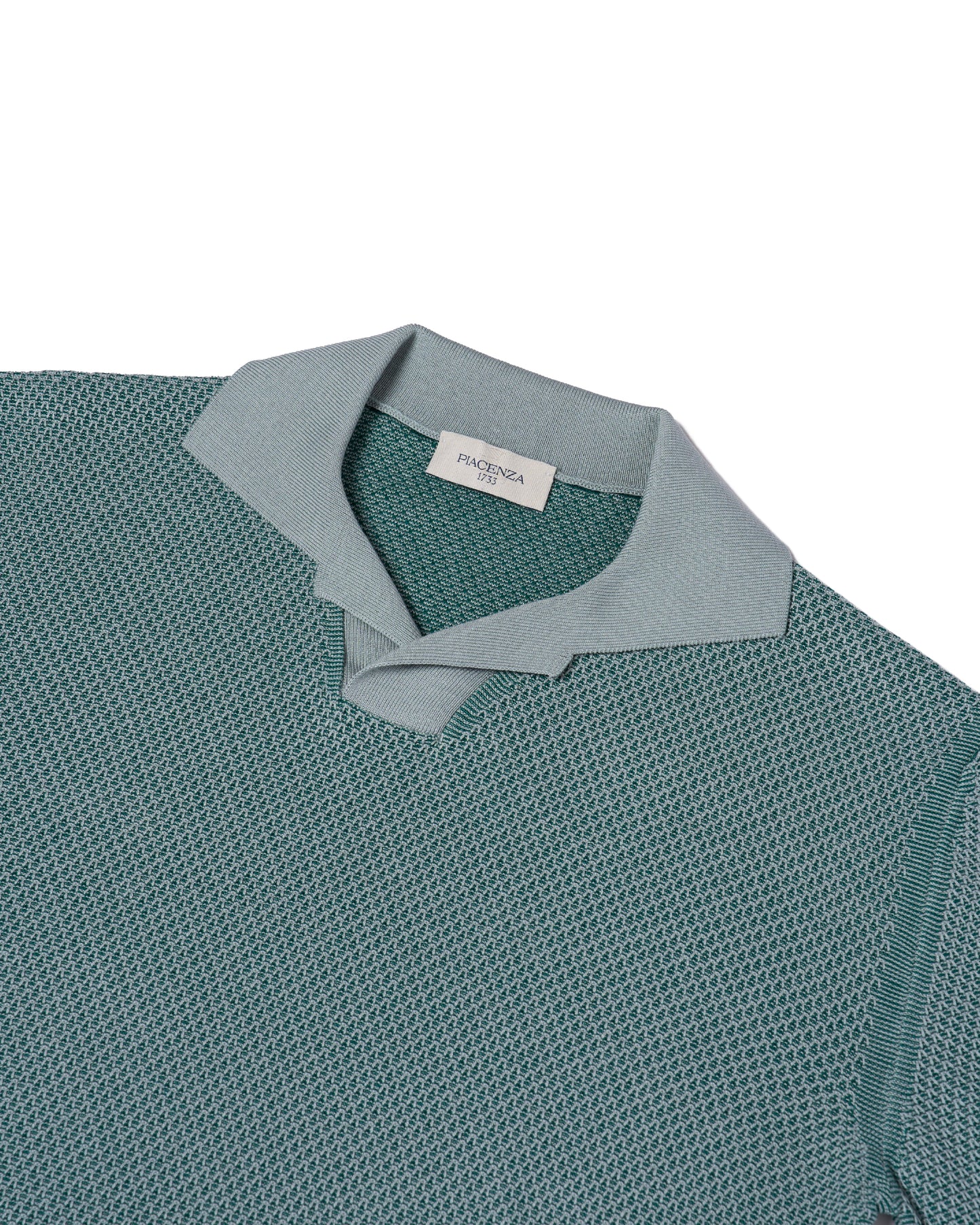 Knitted sailor polo two tone - Grey and light green - silk and cotton