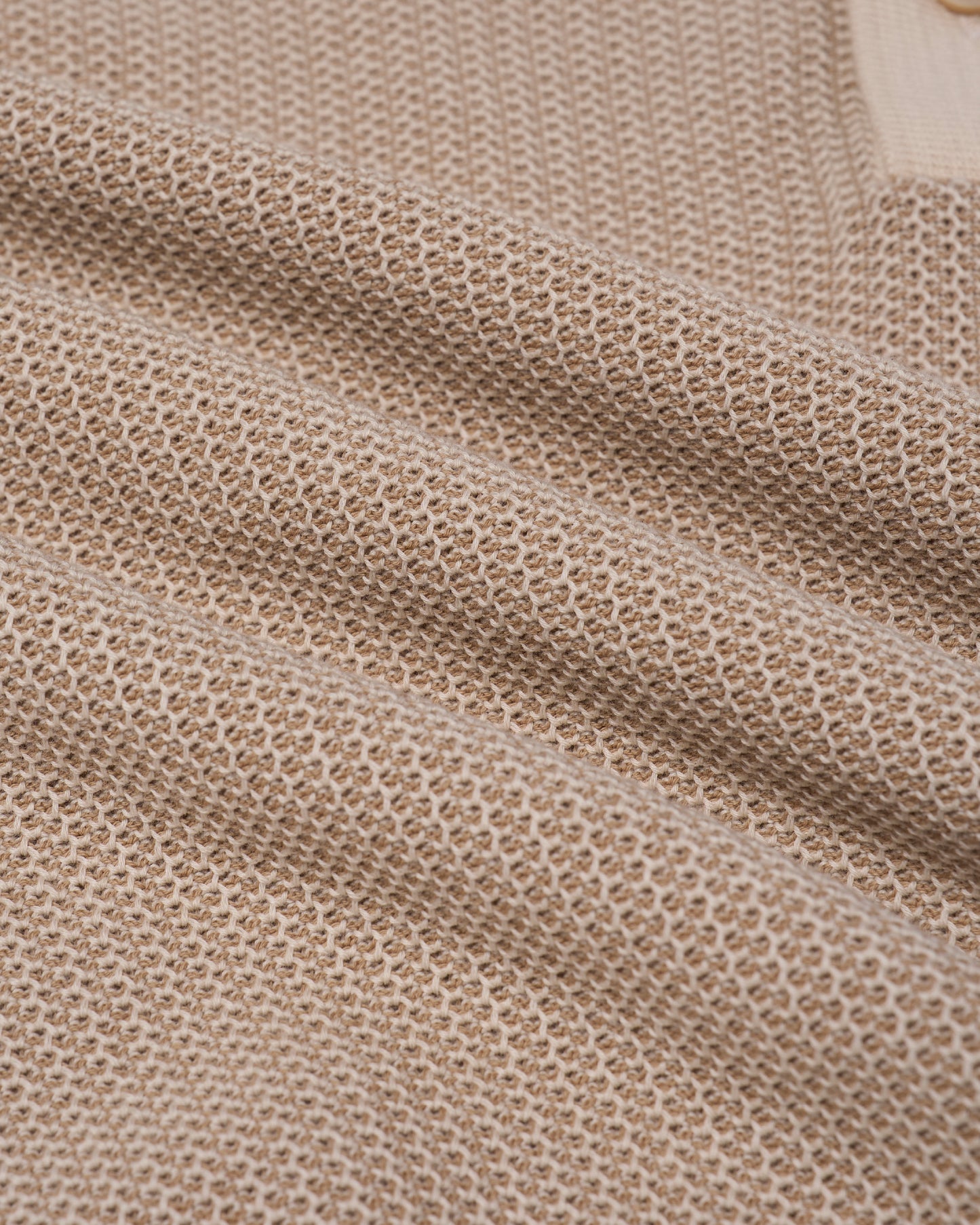 Knitted polo two tone spinet stitch - Brown and beige - cotton