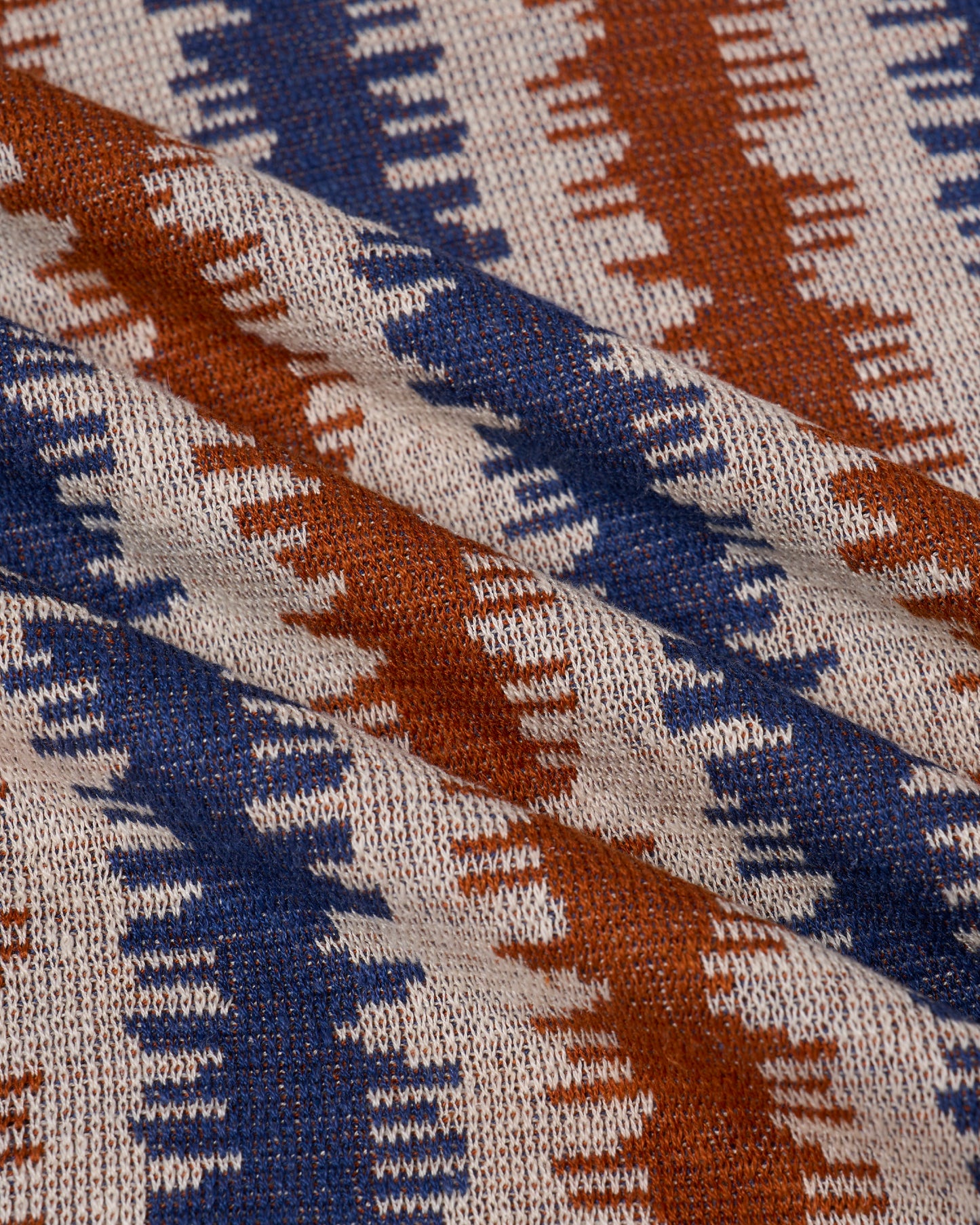 Knitted polo Wave - Orange and blue - silk and linen