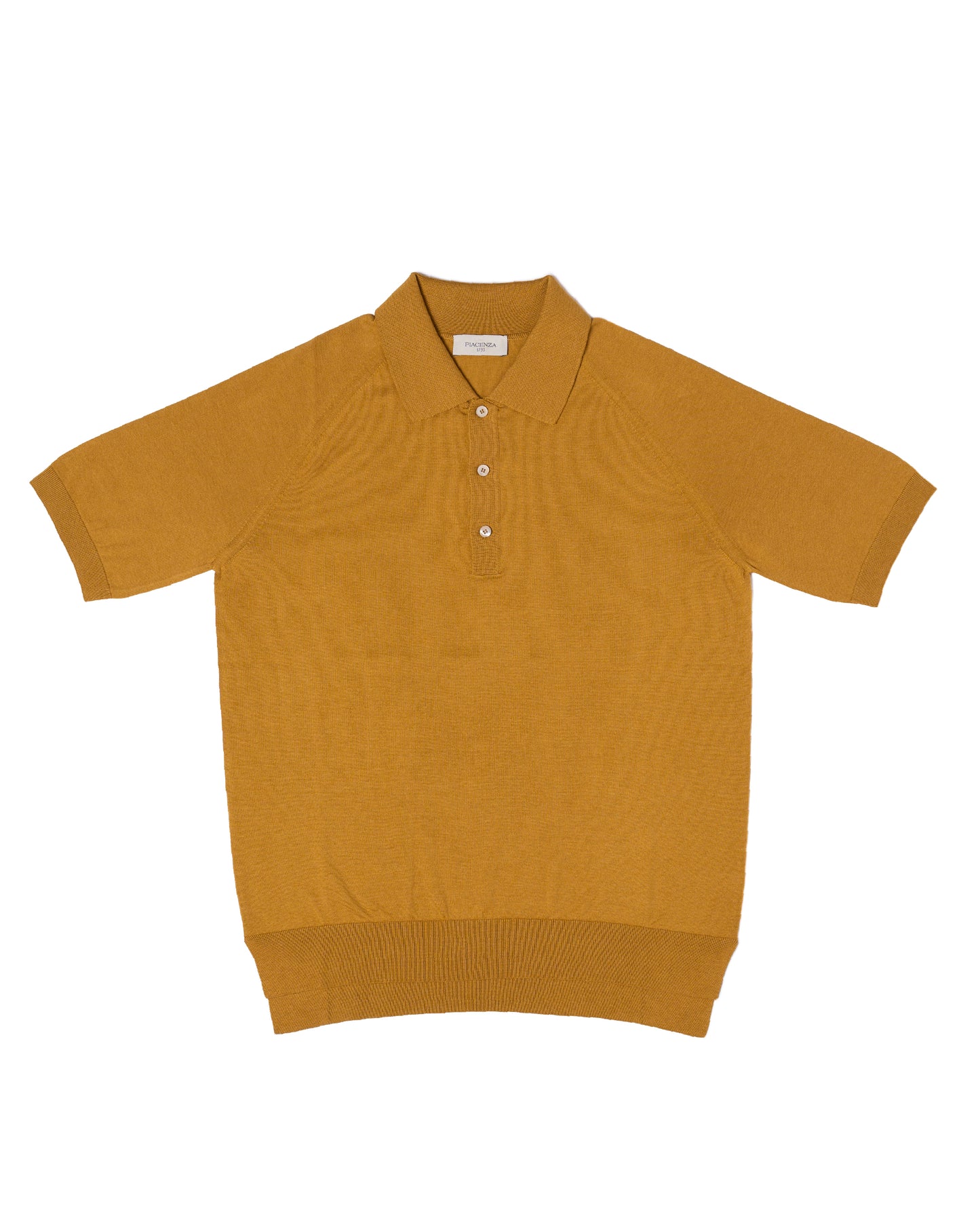 Knitted raglan sleeve polo - Amber - silk and cotton
