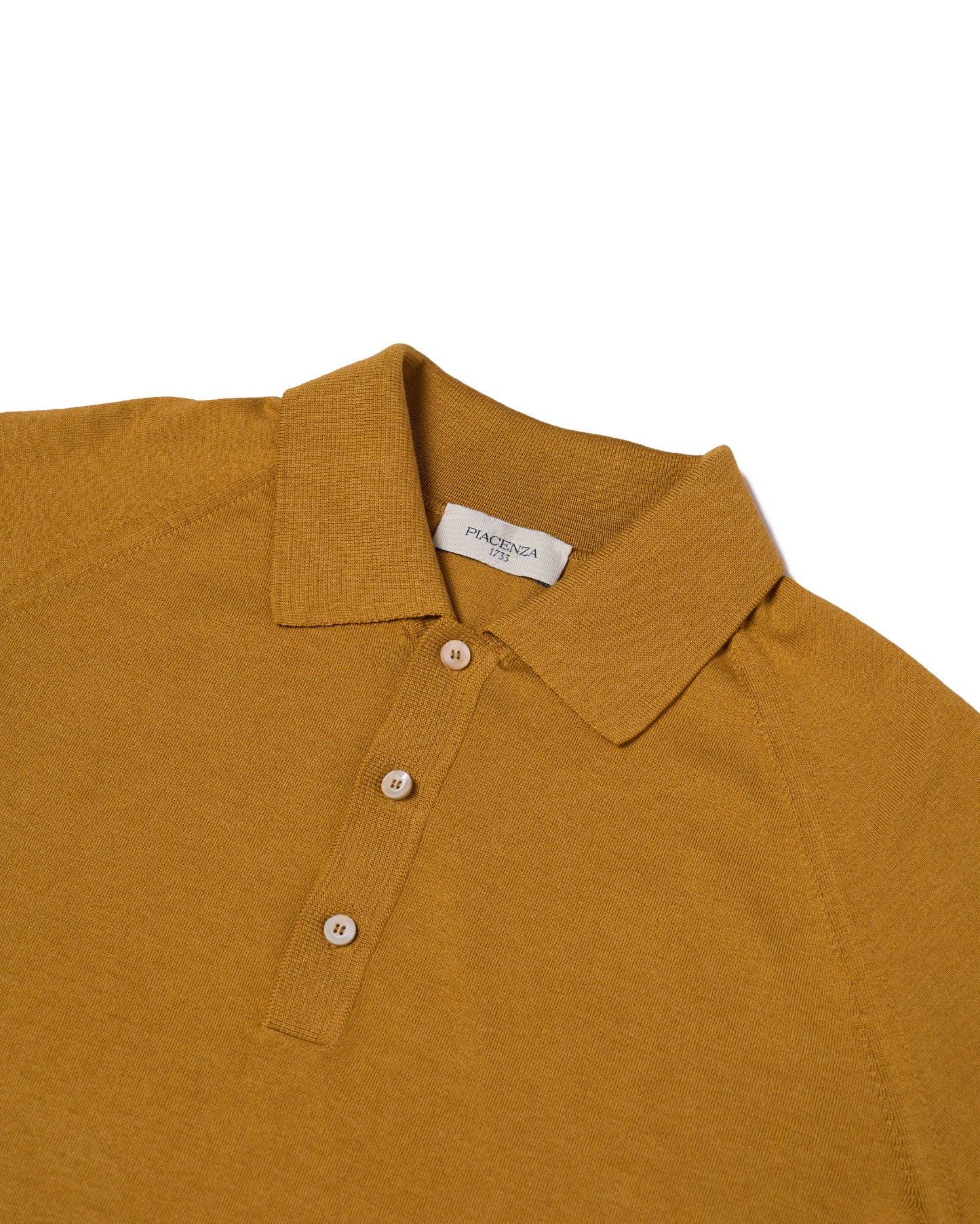 Knitted raglan sleeve polo - Amber - silk and cotton