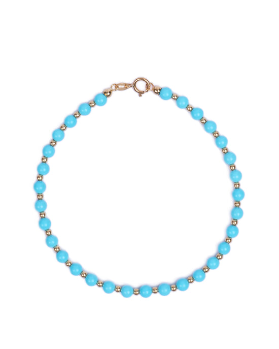 18K gold beads with Turquoise beads bracelet