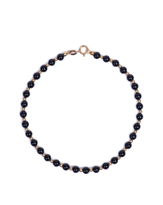 18K gold beads with Onyx beads bracelet