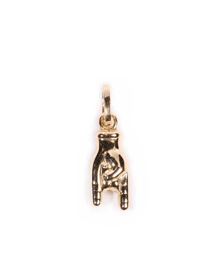 18K Gold Mano Cornuto pendant