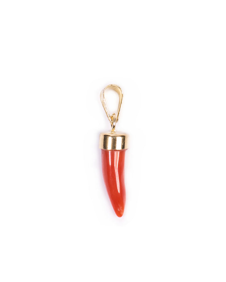 18K Gold Corno corallo pendant