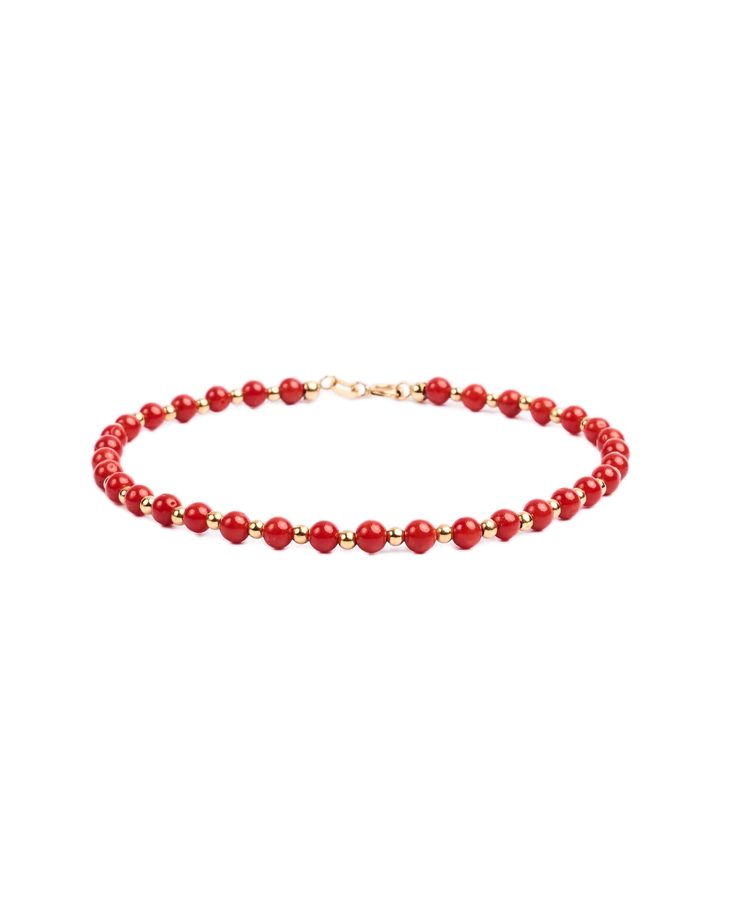 18K gold beads and coral beads bracelet