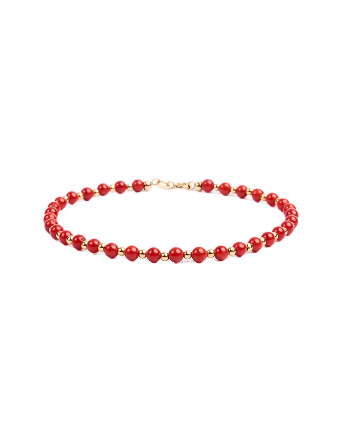 18K gold beads and coral beads bracelet