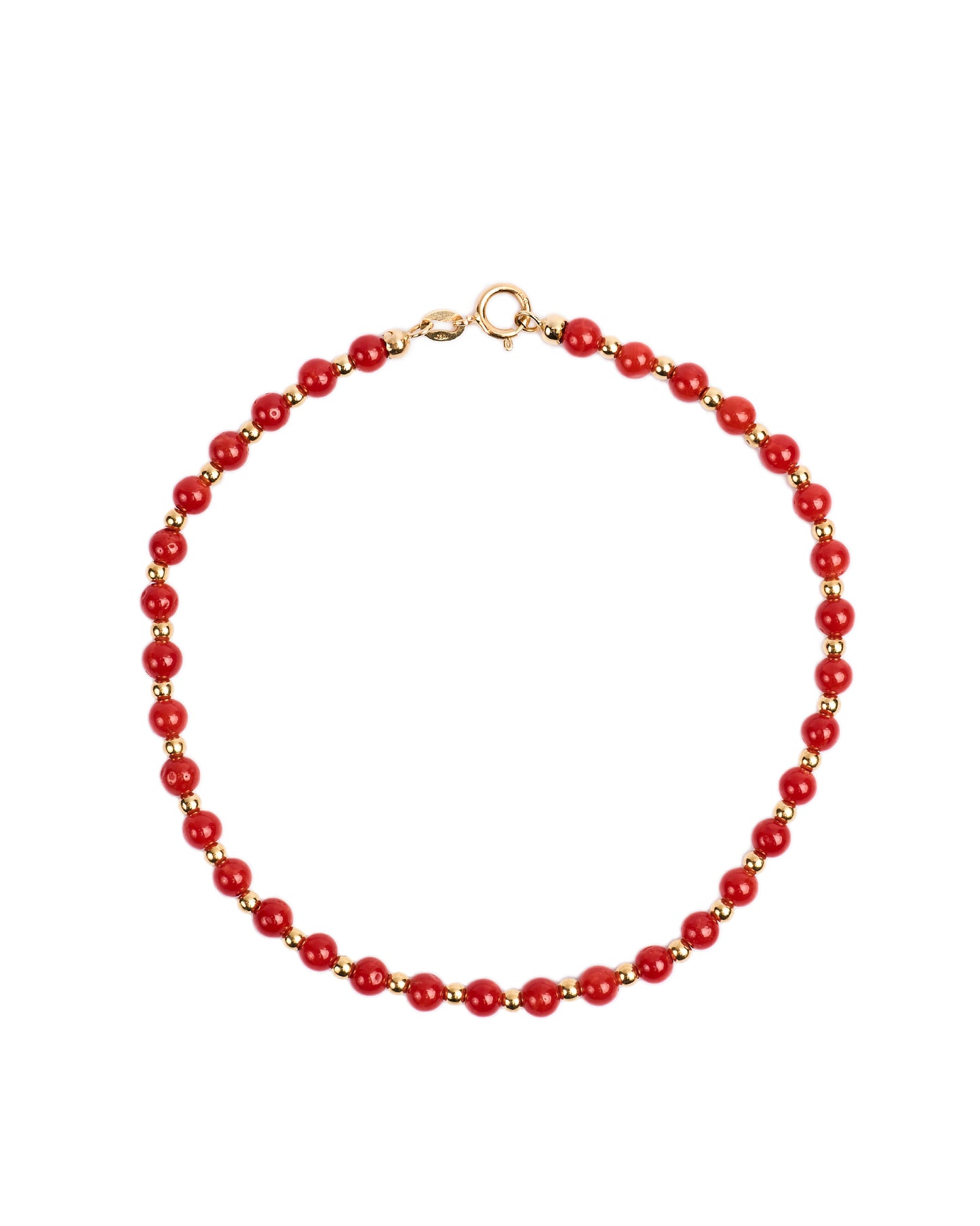18K gold beads and coral beads bracelet