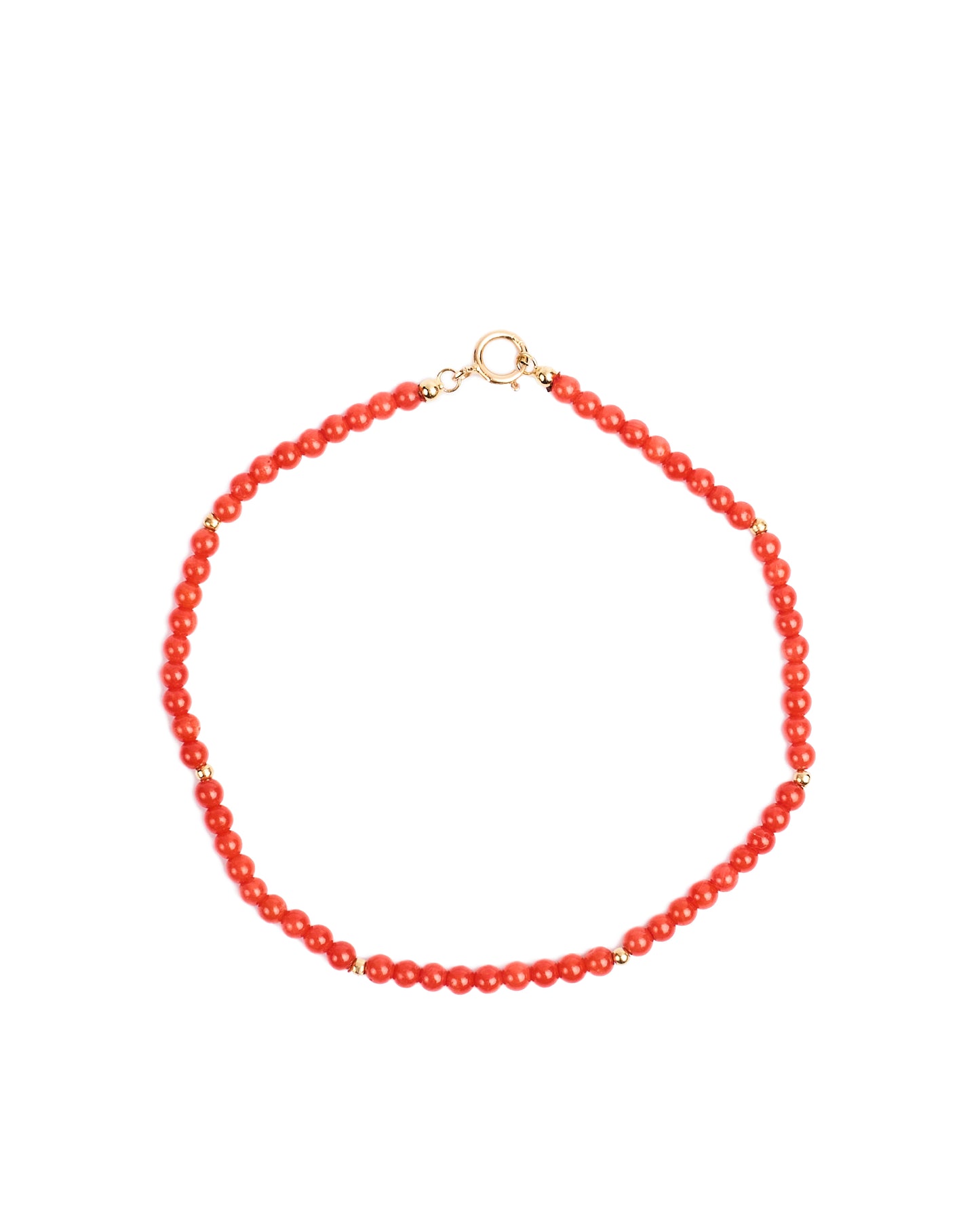 18K gold beads with coral beads small bracelet