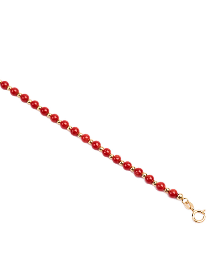 18K gold beads and coral beads bracelet