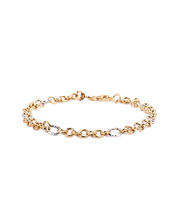 18K gold two tone cable bracelet