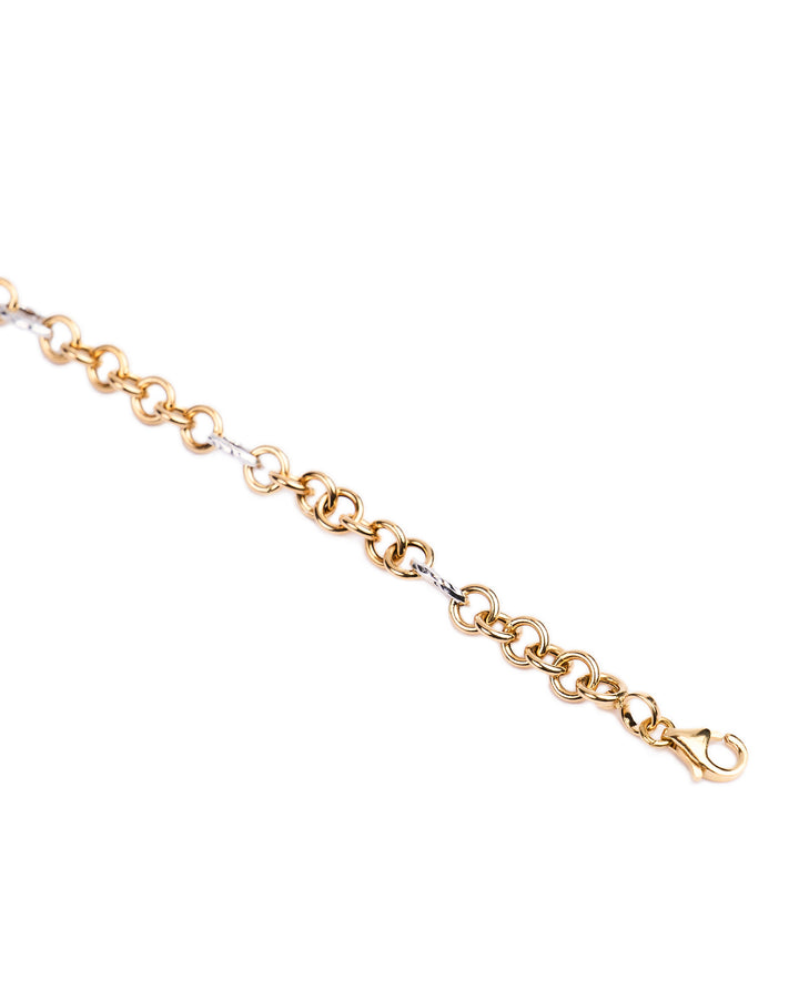18K gold two tone cable bracelet