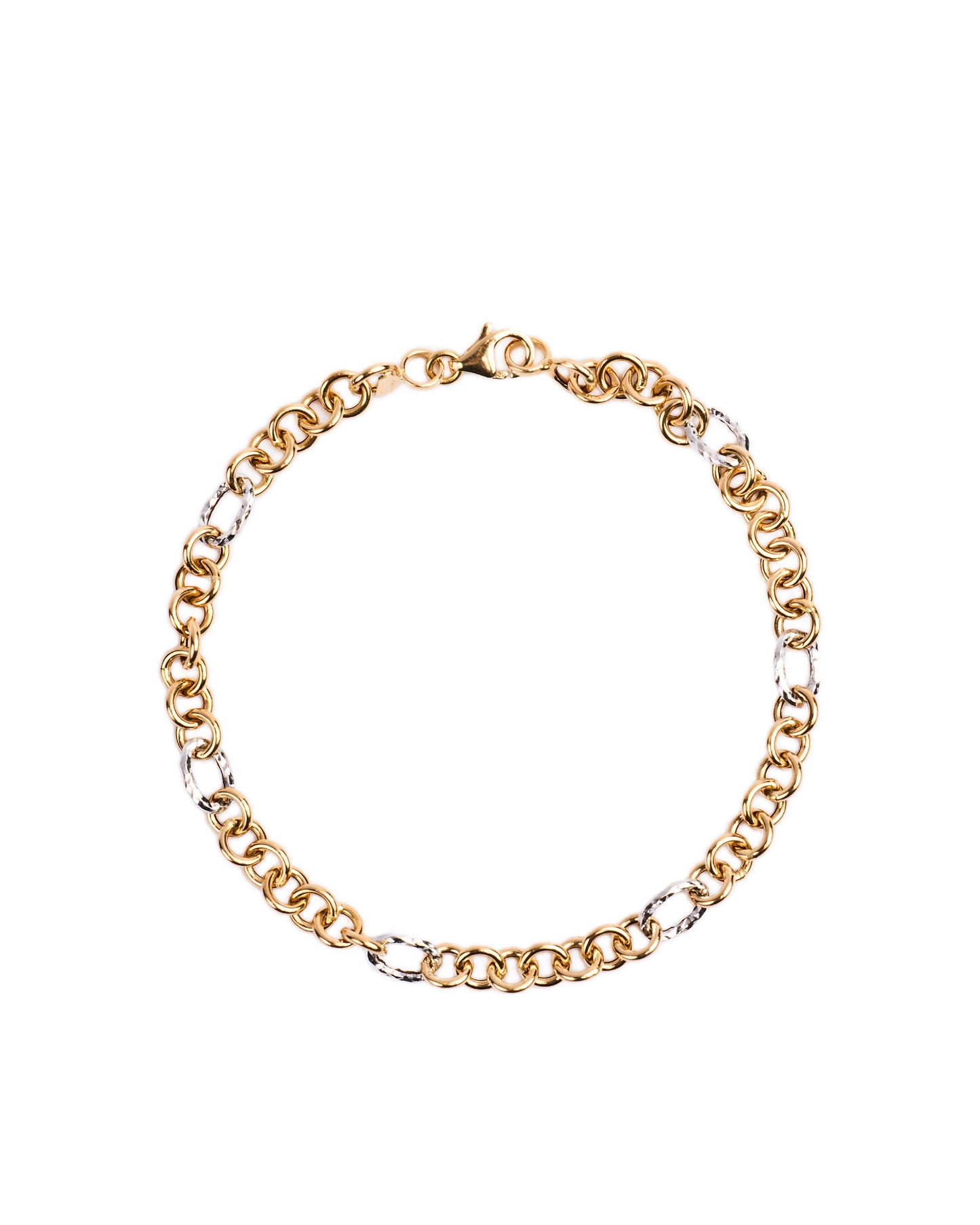 18K gold two tone cable bracelet