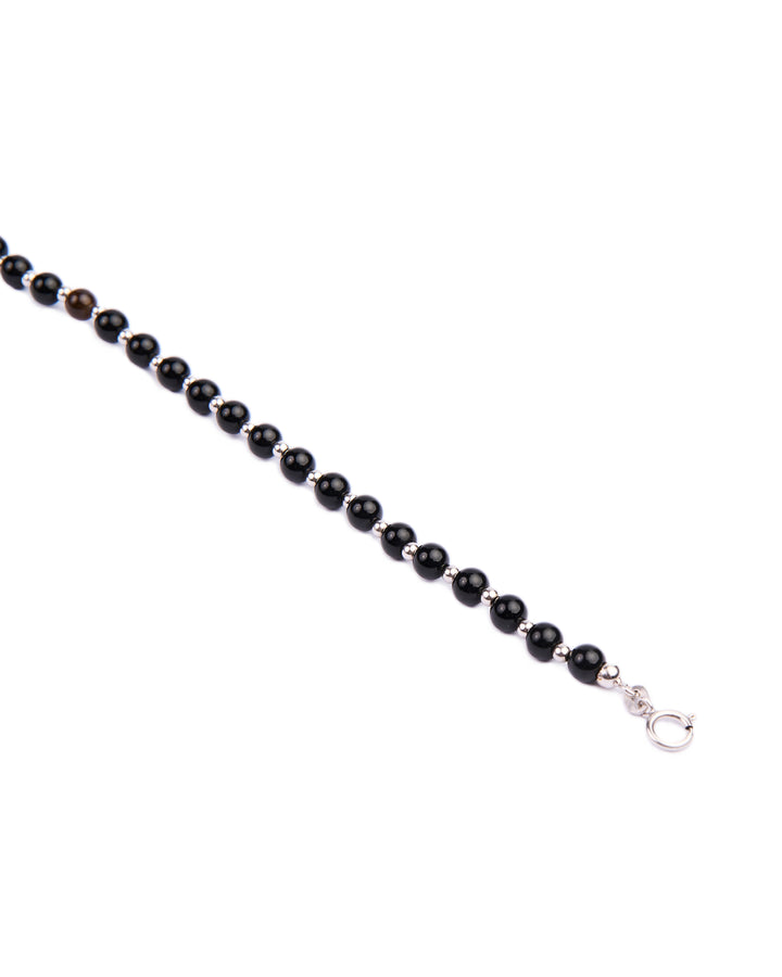 18K White gold beads with onyx beads bracelet