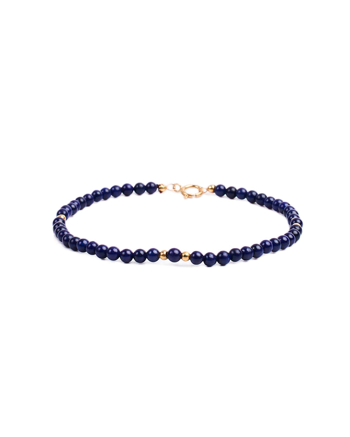 18K gold beads with Lapiz beads small bracelet