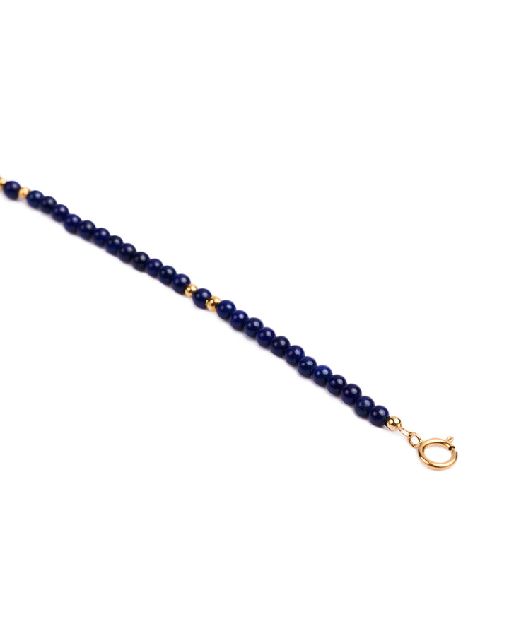 18K gold beads with Lapiz beads small bracelet