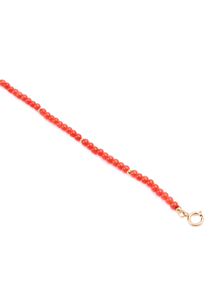 18K gold beads with coral beads small bracelet