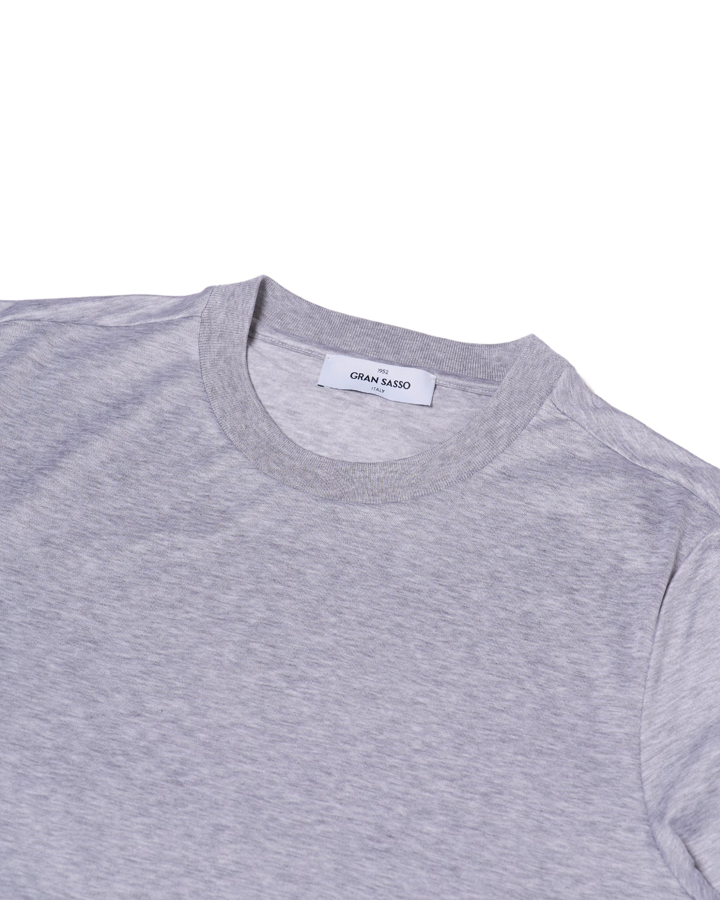 Crewneck cotton jersey T-shirt - Melange grey