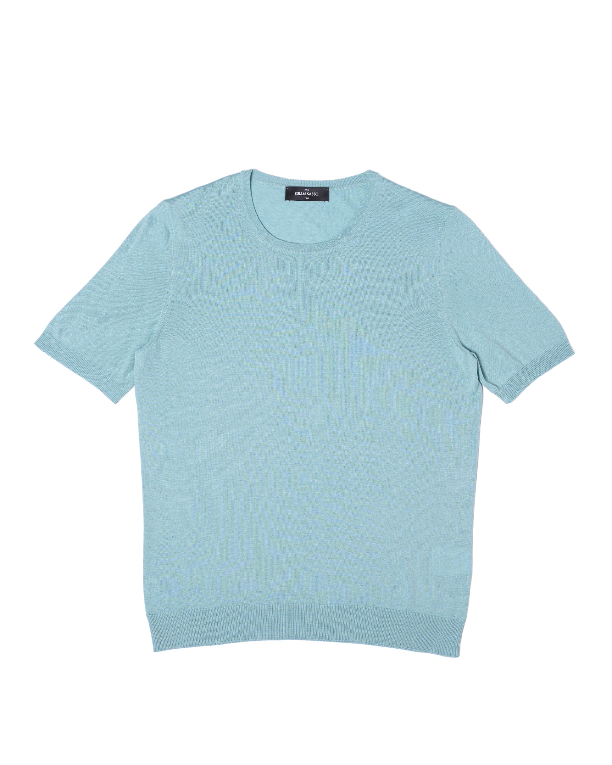 Knitted silk crewneck t-shirt - Ice blue